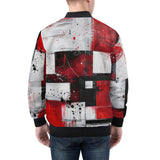 Bomber Jacket Modern Art Abstraction Black White and Red