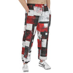 Men's Sweatpants Modern Art Abstraction Black White and Red