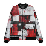 Bomber Jacket Modern Art Abstraction Black White and Red