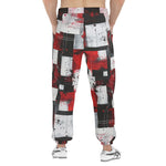 Men's Sweatpants Modern Art Abstraction Black White and Red