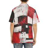 Hawaiian Shirt Modern Art Abstraction Black White and Red