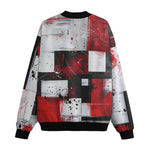 Bomber Jacket Modern Art Abstraction Black White and Red