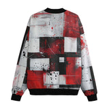 Bomber Jacket Modern Art Abstraction Black White and Red