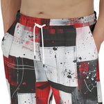 Men's Sweatpants Modern Art Abstraction Black White and Red