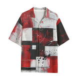 Hawaiian Shirt Modern Art Abstraction Black White and Red