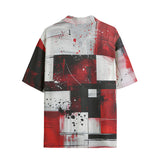 Hawaiian Shirt Modern Art Abstraction Black White and Red