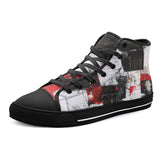 High-Top Canvas Shoes Modern Art Abstraction Black White and Red