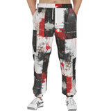 Men's Sweatpants Modern Art Abstraction Black White and Red