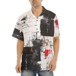 Hawaiian Shirt Modern Art Abstraction Black White and Red