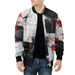 Bomber Jacket Modern Art Abstraction Black White and Red
