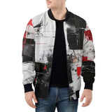 Bomber Jacket Modern Art Abstraction Black White and Red