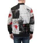 Bomber Jacket Modern Art Abstraction Black White and Red