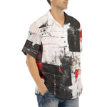 Hawaiian Shirt Modern Art Abstraction Black White and Red