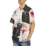 Hawaiian Shirt Modern Art Abstraction Black White and Red