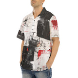 Hawaiian Shirt Modern Art Abstraction Black White and Red