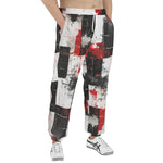 Men's Sweatpants Modern Art Abstraction Black White and Red