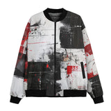 Bomber Jacket Modern Art Abstraction Black White and Red