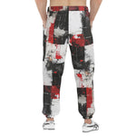 Men's Sweatpants Modern Art Abstraction Black White and Red
