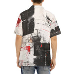 Hawaiian Shirt Modern Art Abstraction Black White and Red