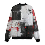 Bomber Jacket Modern Art Abstraction Black White and Red