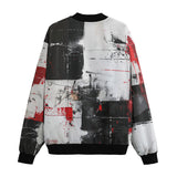 Bomber Jacket Modern Art Abstraction Black White and Red