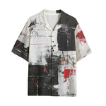 Hawaiian Shirt Modern Art Abstraction Black White and Red
