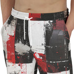 Men's Sweatpants Modern Art Abstraction Black White and Red