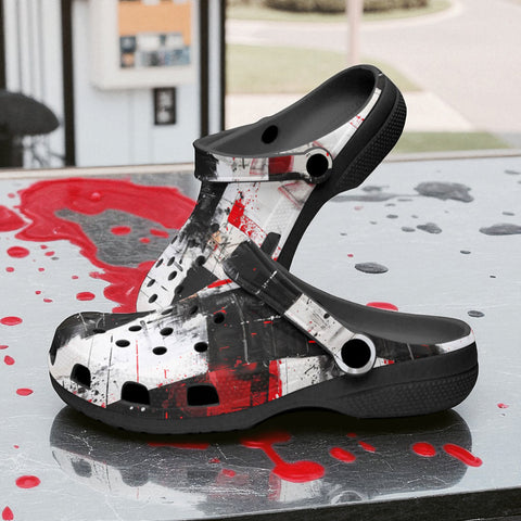 Classic Clogs Modern Art Abstraction Black White and Red