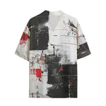 Hawaiian Shirt Modern Art Abstraction Black White and Red