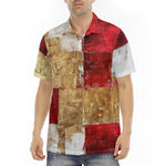 Men's Polo Shirt Modern Art Abstraction White Yellow and Red