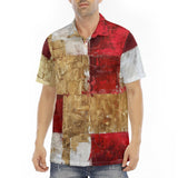Men's Polo Shirt Modern Art Abstraction White Yellow and Red