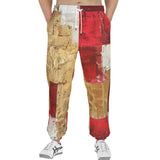 Men's Sweatpants Modern Art Abstraction White Yellow and Red