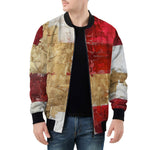 Bomber Jacket Modern Art Abstraction White Yellow and Red