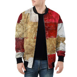 Bomber Jacket Modern Art Abstraction White Yellow and Red