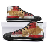 High-Top Canvas Shoes Modern Art Abstraction White Yellow and Red