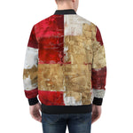 Bomber Jacket Modern Art Abstraction White Yellow and Red