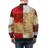 Bomber Jacket Modern Art Abstraction White Yellow and Red