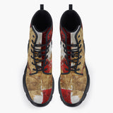 Casual Leather Chunky Boots Modern Art Abstraction White Yellow and Red