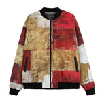 Bomber Jacket Modern Art Abstraction White Yellow and Red