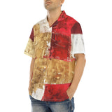 Hawaiian Shirt Modern Art Abstraction White Yellow and Red