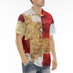Men's Polo Shirt Modern Art Abstraction White Yellow and Red