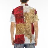 Men's Polo Shirt Modern Art Abstraction White Yellow and Red