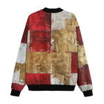 Bomber Jacket Modern Art Abstraction White Yellow and Red