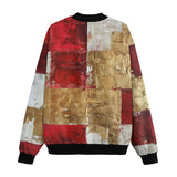 Bomber Jacket Modern Art Abstraction White Yellow and Red