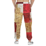 Men's Sweatpants Modern Art Abstraction White Yellow and Red