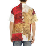 Hawaiian Shirt Modern Art Abstraction White Yellow and Red
