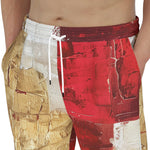 Men's Sweatpants Modern Art Abstraction White Yellow and Red