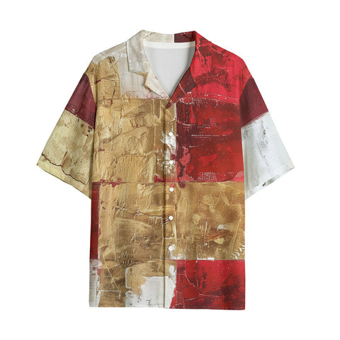 Hawaiian Shirt Modern Art Abstraction White Yellow and Red