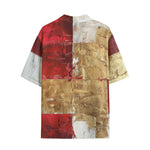 Hawaiian Shirt Modern Art Abstraction White Yellow and Red