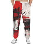 Men's Sweatpants Modern Art Abstraction Black White and Red
